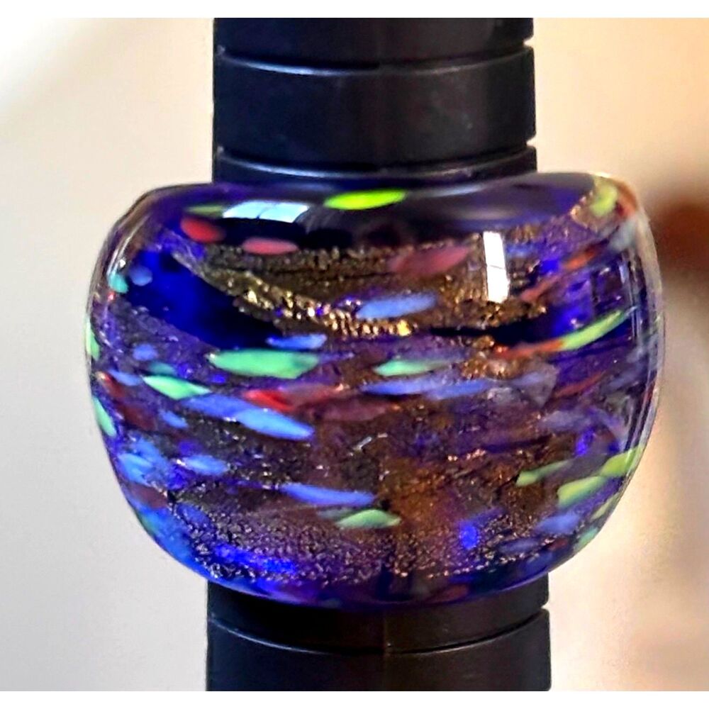 Vintage Murano Style Hand-Blown Art Glass Statement Ring Sz 7